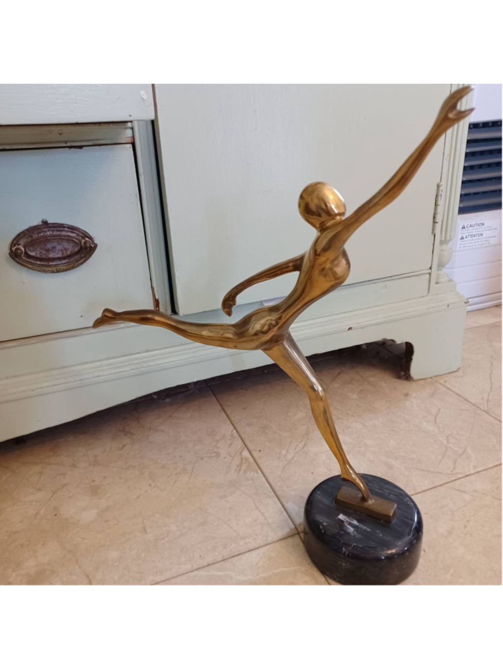 Vintage Art Deco Dancer Brass and Marble Statue